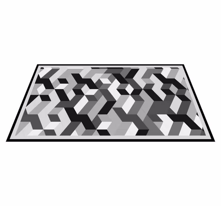 Dywan winylowy wzór geometryczny szary motyw 3d - TenStickers