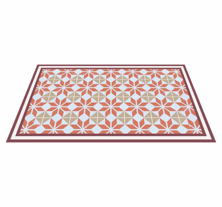 Dywan winylowy do kuchni biało-czerwony geometrycznych - TenStickers