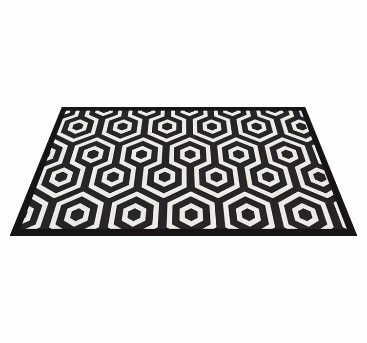Dywan winylowy do łazienki ukośne czarne figury geometryczne - TenStickers