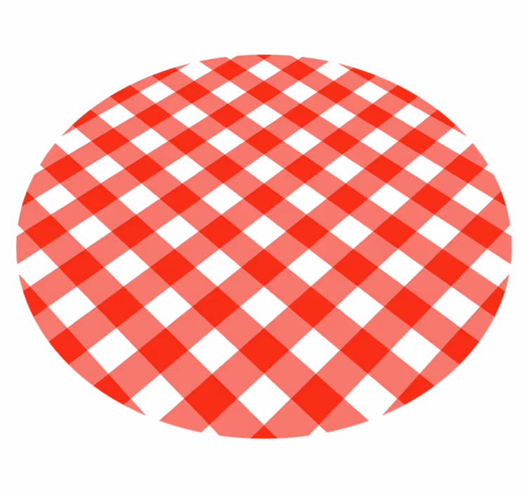 Okrągły dywan winylowy wzór w czerwoną kratkę - TenStickers