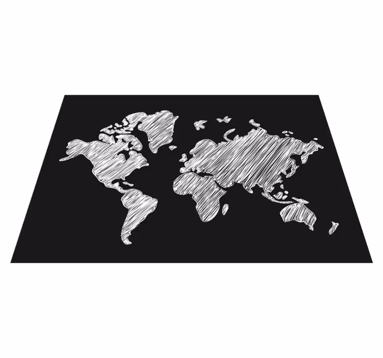 Dywan winylowy mapa świata projekt szarej tablicy - TenStickers