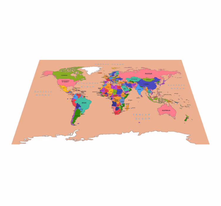 Dywan winylowy mapa świata w odcieniach beżu - TenStickers