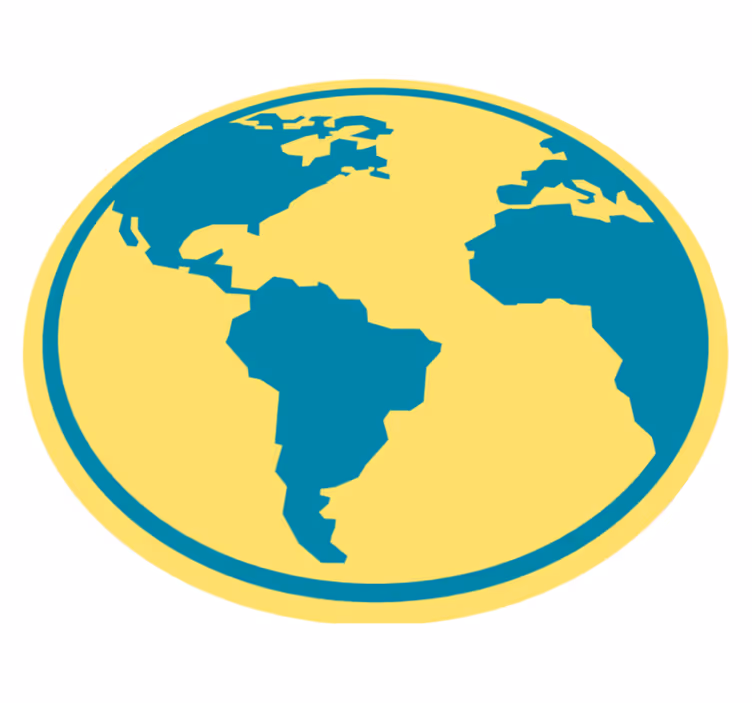 Kolorowy niebieski i żółty dywan z mapą świata globe - TenStickers