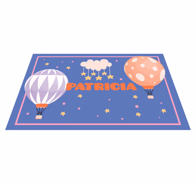 Dywan winylowy z imieniem przygody balonowe - TenStickers