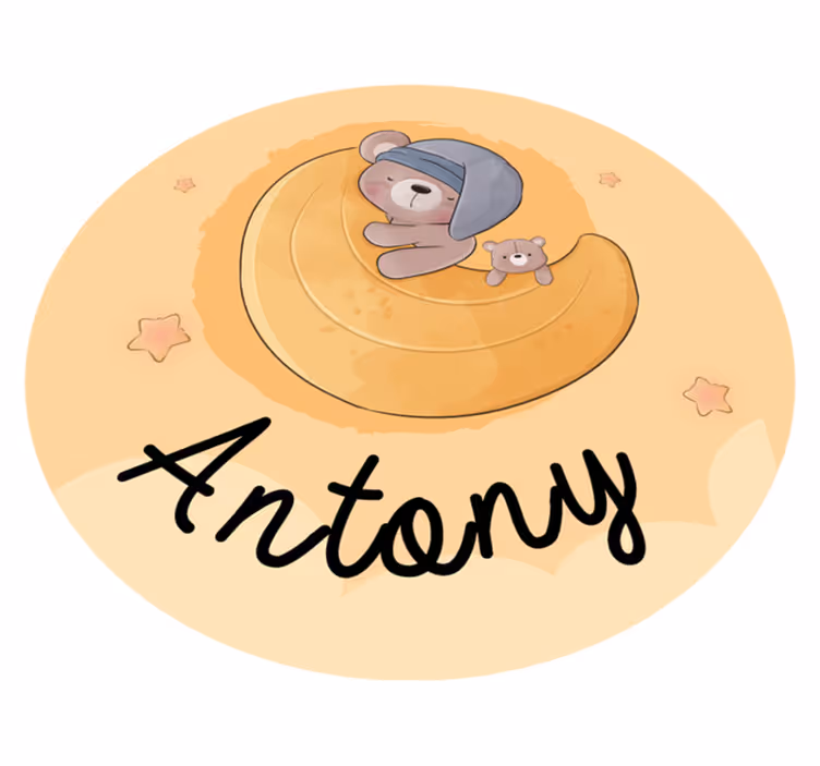 Dywan winylowy z imieniem śpiący miś z personalizacją - TenStickers