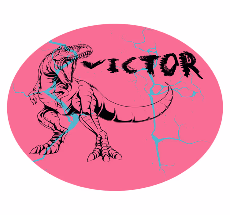 Dziecięcy dywan winylowy różowy t-rex z imieniem - TenStickers
