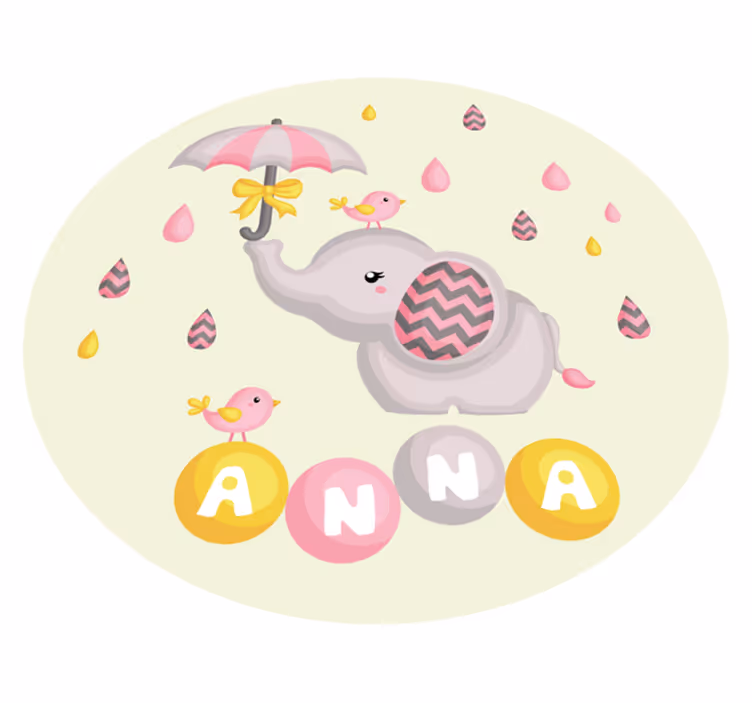 Dywan winylowy z imieniem uroczy wzór słonia - TenStickers