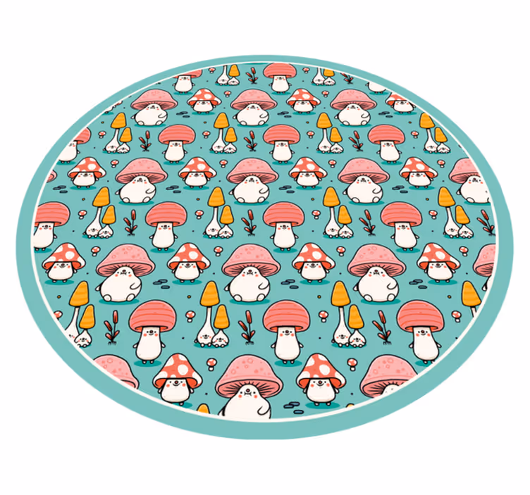 Dywan winylowy natura urocze figurki grzybów - TenStickers