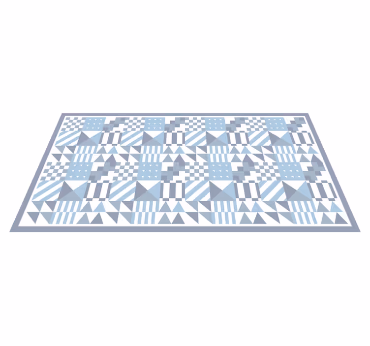 Dywan winylowy imitacja płytek niebieskie wzory geometryczne - TenStickers