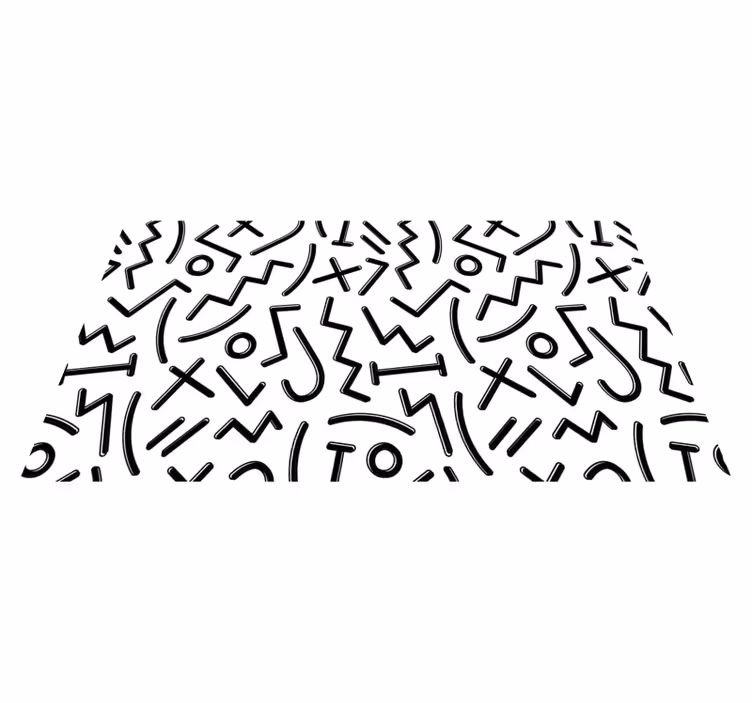 Młodzieżowe czarno-białe figurki minimalny dywan - TenStickers