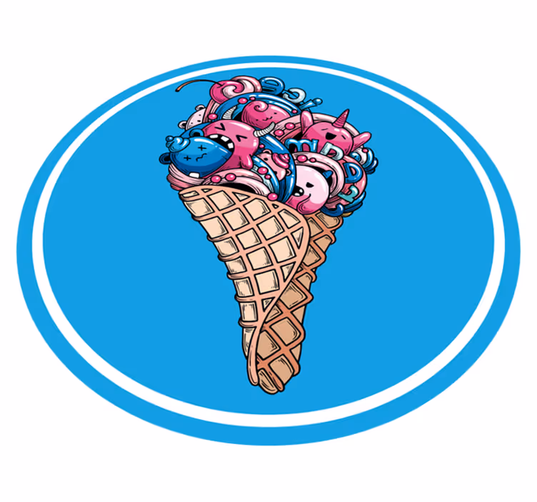 Okrągły dywan winylowy lody w rożku - TenStickers
