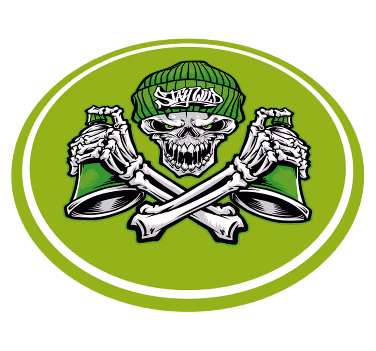 Okrągły dywan winylowy czaszka i napoje - TenStickers