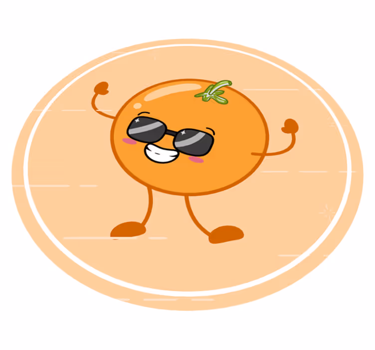 Okrągły dywan winylowy wesoły pomarańczowy charakter - TenStickers