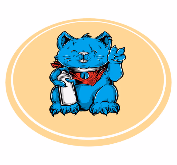 Dywan winylowy zwierzęta niebieski kot z butelką dla dziecka - TenStickers