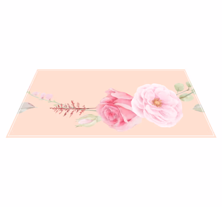 Dywan winylowy w kwiaty i rośliny różowe florystyka - TenStickers