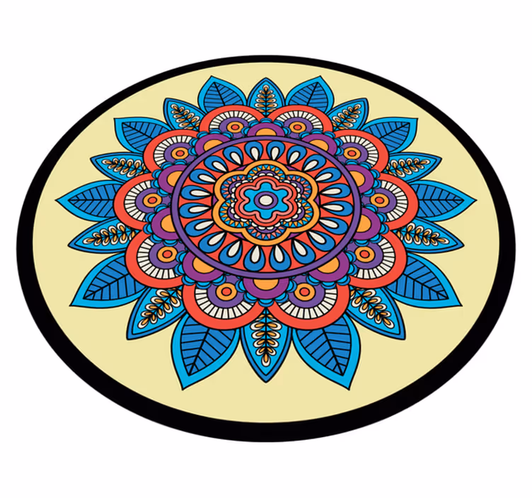 Dywan winylowy z mandalą kolorowy motyw kołowy - TenStickers