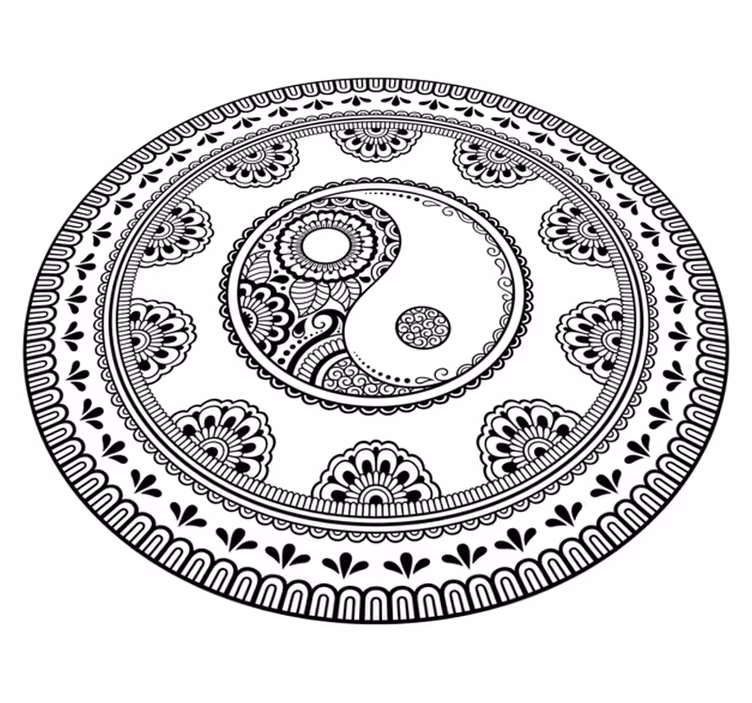 Dywan winylowy z mandalą szary okrągły element - TenStickers