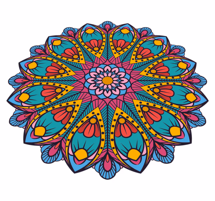 Dywan winylowy z mandalą kolorowa ilustracja kwiatowa - TenStickers