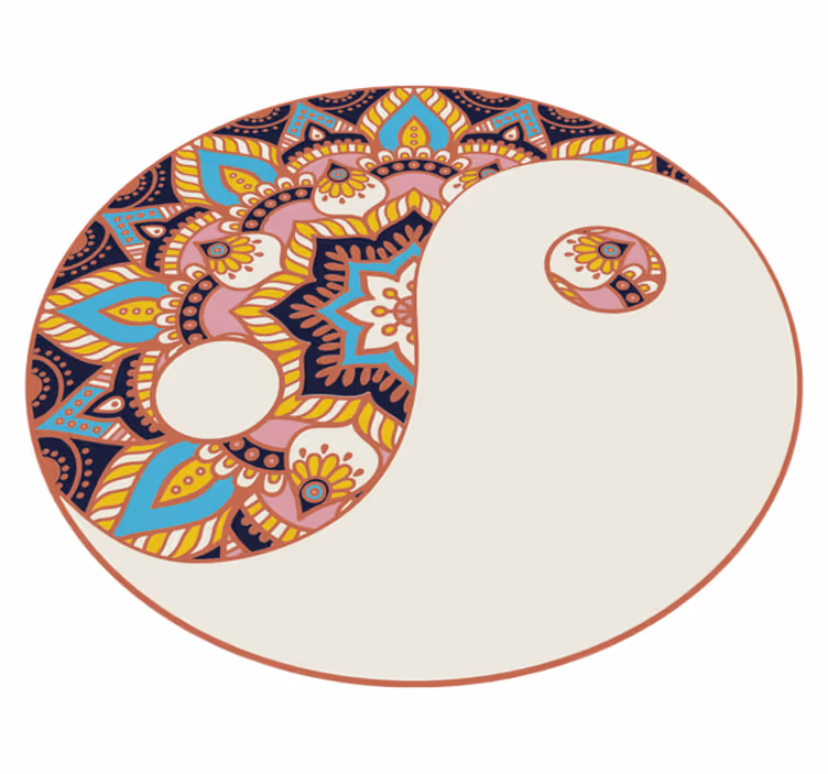 Dywan winylowy z mandalą motyw yin yang - TenStickers