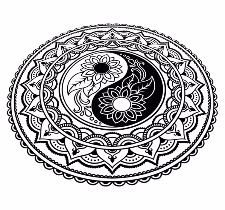 Dywan winylowy z mandalą słoneczniki yin yang - TenStickers