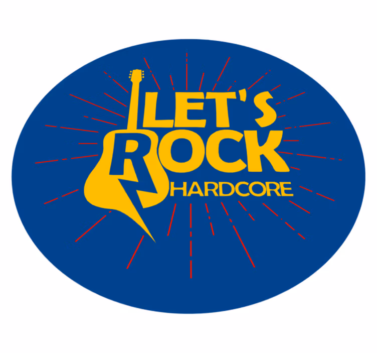 Okrągły dywan winylowy motyw gitary "Let's Rock" - TenStickers