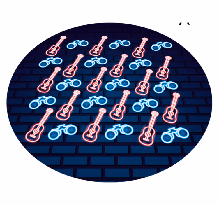 Dywan winylowy dla nastolatków neonowe wzory muzyczne - TenStickers