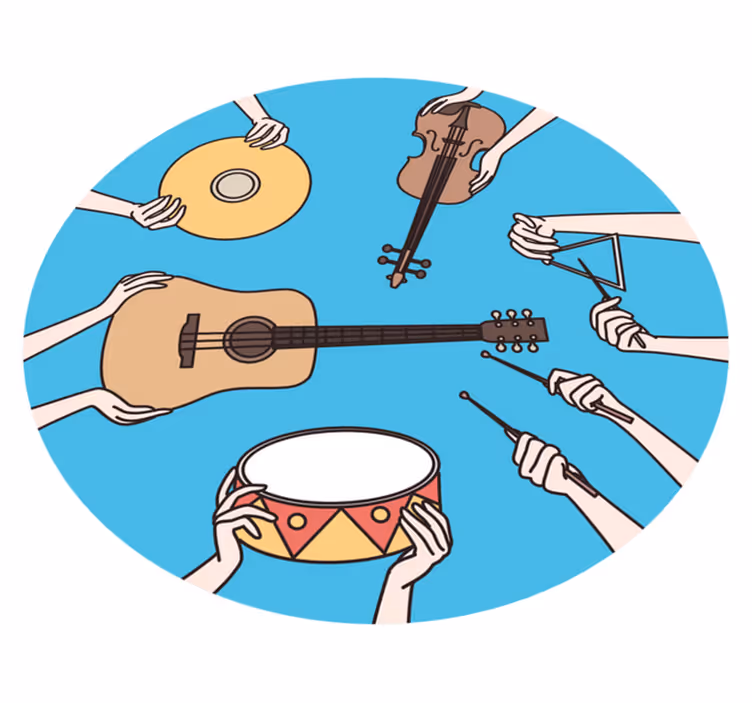 Dziecięcy dywan winylowy muzyczny motyw dłoni - TenStickers