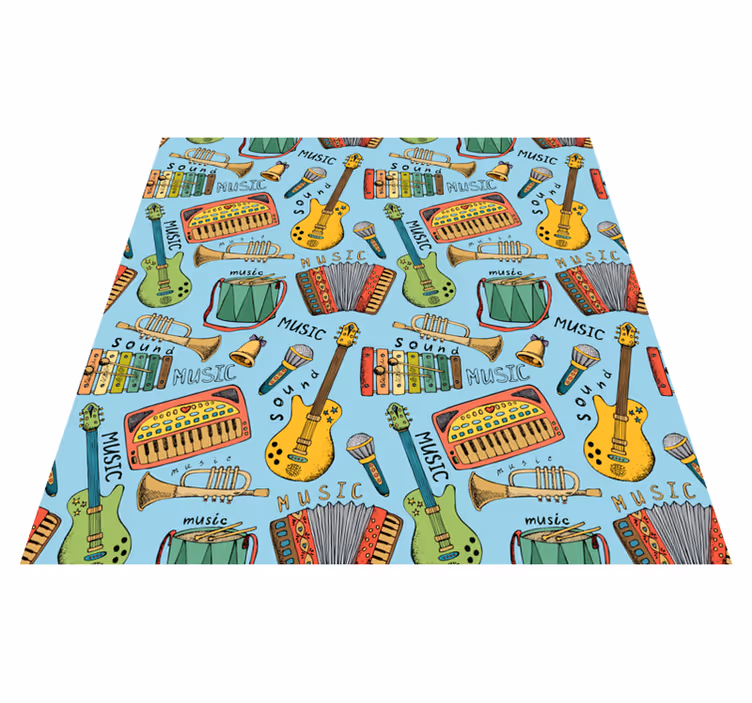 Dziecięcy dywan winylowy wesołe instrumenty muzyczne - TenStickers