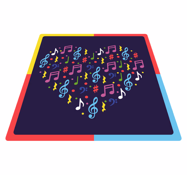 Dywan winylowy dla nastolatków nuty muzyczne serce - TenStickers