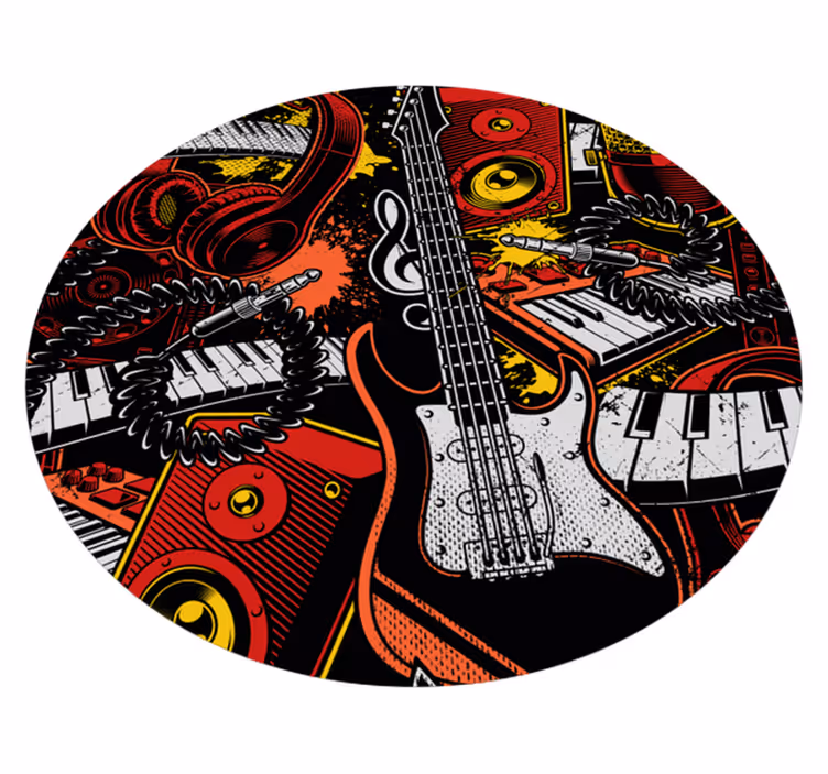 Dziecięcy dywan winylowy chaos z instrumentami muzycznymi - TenStickers