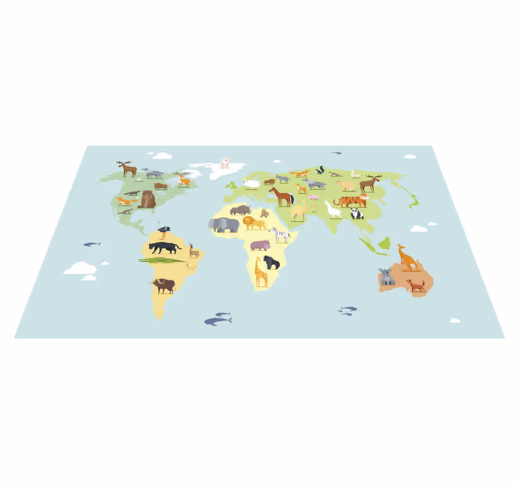 Dywan winylowy mapa świata dziecinny styl - TenStickers