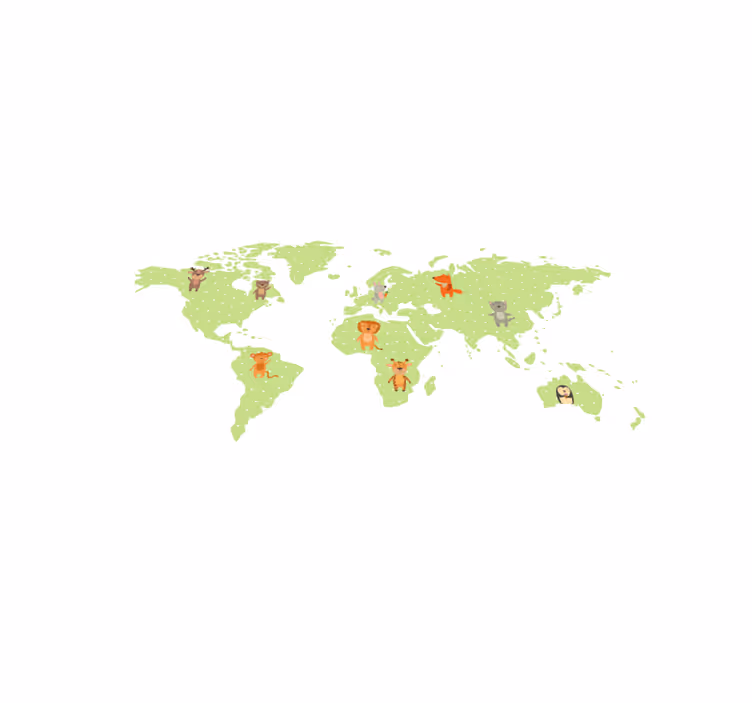 Dywan winylowy mapa świata minimalistyczna dziecięca fauna - TenStickers