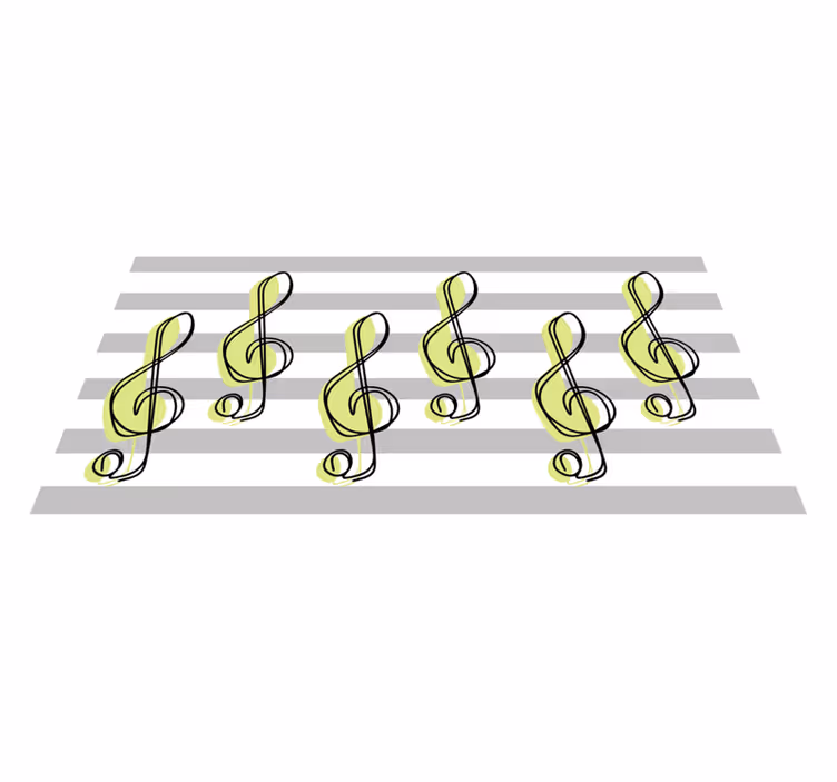 Dywan winylowy w paski wzór nut muzycznych - TenStickers