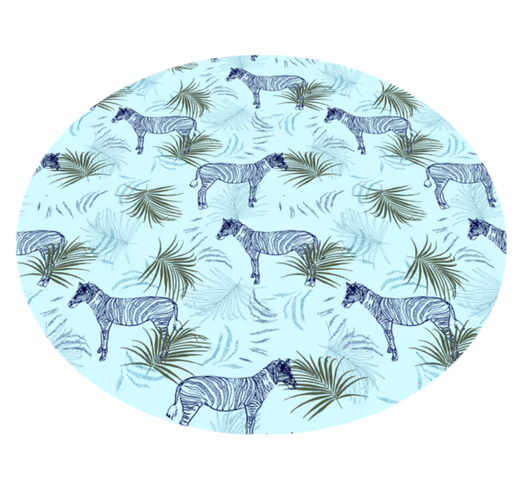 Dywan winylowy zwierzęta zebra i liście - TenStickers