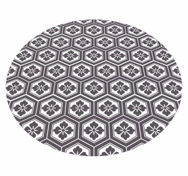 Okrągły dywan winylowy w hexagonalny kwiatowy wzór - TenStickers