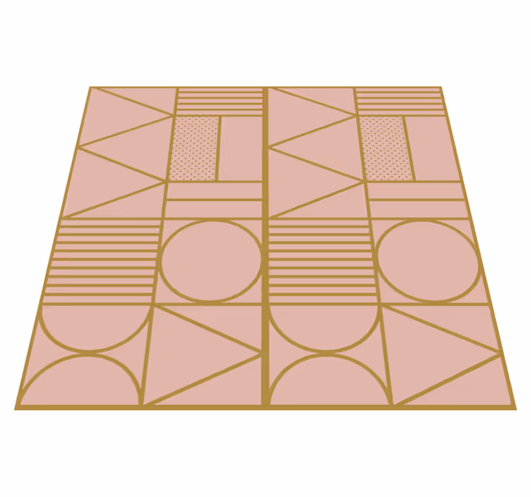 Dywan winylowy wzór geometryczny motyw złoty i różowy - TenStickers