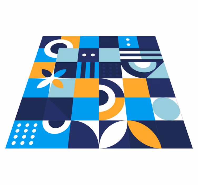 Dywan winylowy imitacja płytek geometryczne kształty kolorów - TenStickers