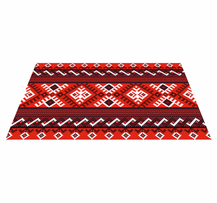 Dywan winylowy etniczny czerwone wzory geometryczne - TenStickers