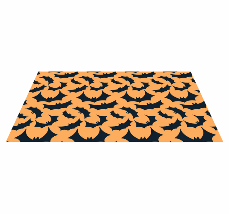 Dywan winylowy na halloween Pomarańczowy i czarny wzór nietoperzy - TenStickers