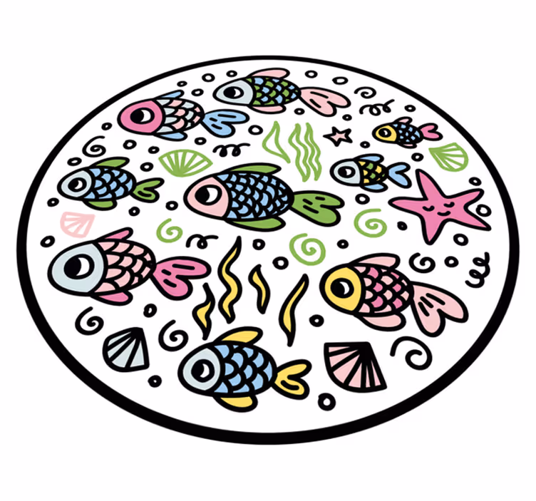Dywan winylowy zwierzęta kolorowe wzory ryb - TenStickers