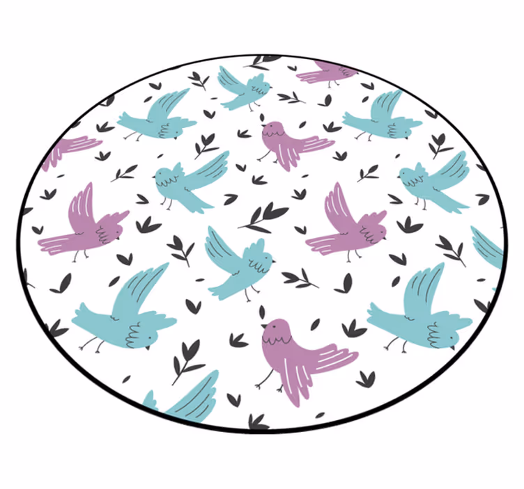 Dywan winylowy natura niebieskie i fioletowe ptaki - TenStickers