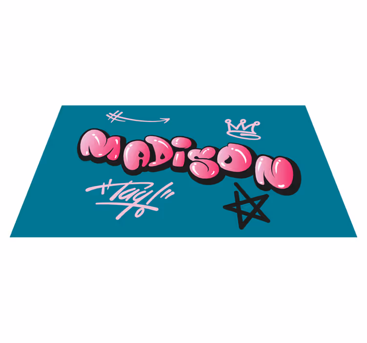 Dywan winylowy dla nastolatków różowe graffiti z imieniem - TenStickers