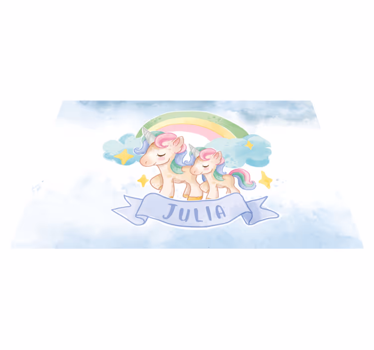 Dziecięcy dywan winylowy ilustracja rodziny jednorożców - TenStickers