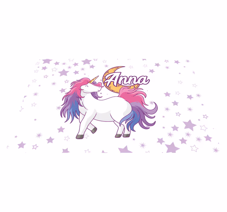 Dywan winylowy z imieniem w jednorożcowy motyw gwiazd - TenStickers