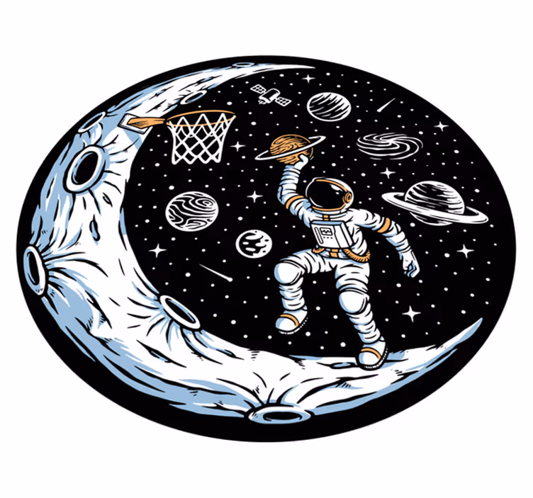 Dywan winylowy do sypialni Astronauta gra w koszykówkę - TenStickers