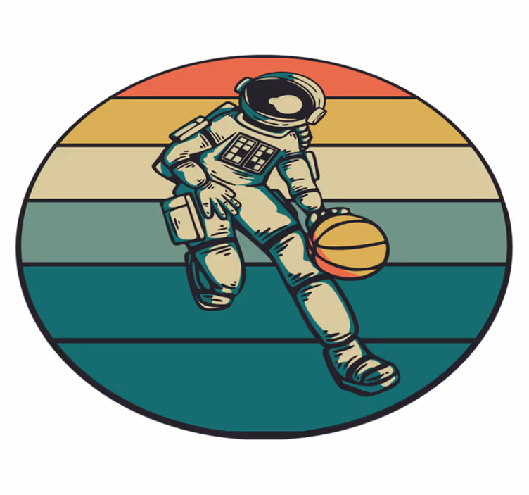 Dywan winylowy z grą astronauta gra w koszykówkę - TenStickers