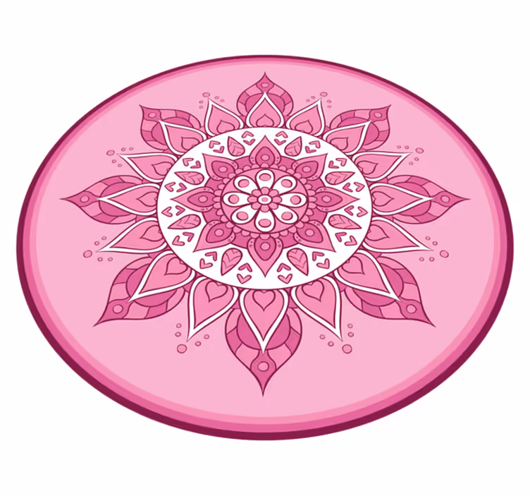 Dywan winylowy z mandalą Różowa szczegółowa mandala - TenStickers