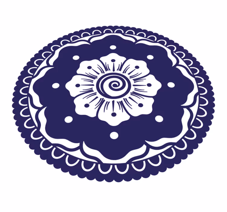 Dywan winylowy z mandalą w granatowe kwiaty - TenStickers