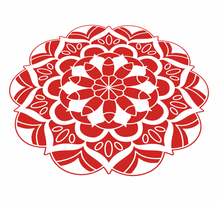 Dywan winylowy z mandalą czerwony kwiatowy wzór - TenStickers