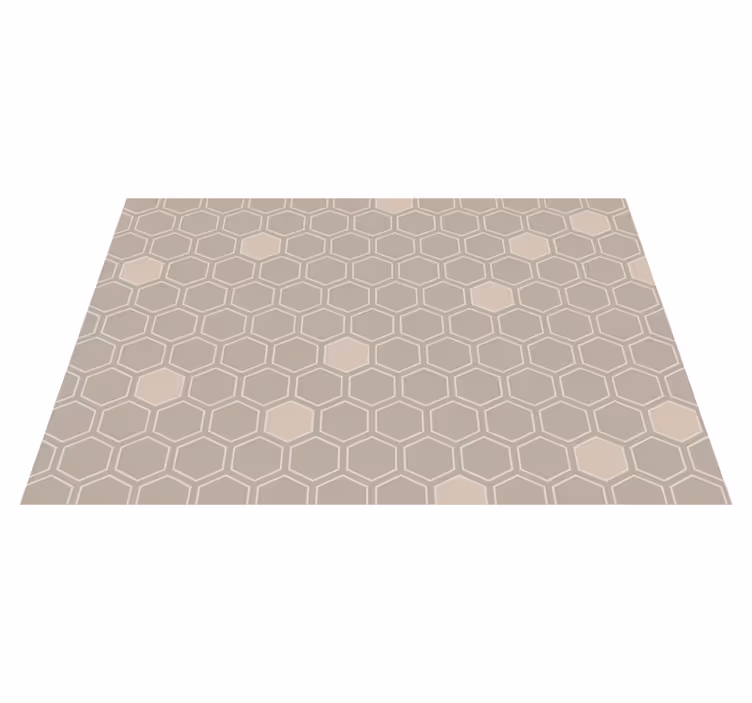 Dywan winylowy wzór geometryczny sześciokątny beżowy motyw - TenStickers